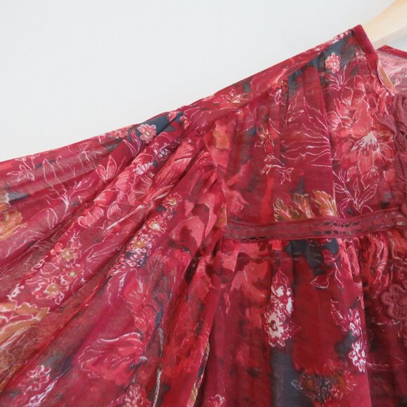 INTIMATELY FREE PEOPLE Away With Me Floral Lounge House Robe Sheer Boho Sz M/L - Picture 8 of 16